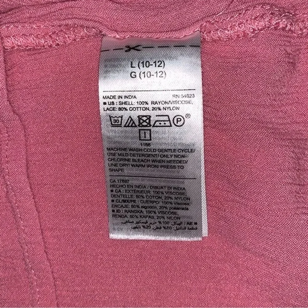 Pink Tunic Top Blouse Shirt Girl’s Large 10-12 Lace Neckline Boho Old Navy